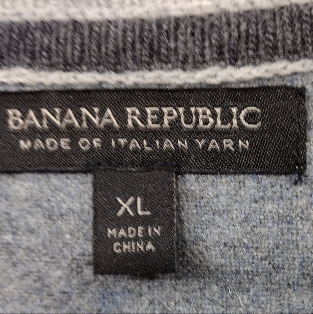 Banana Republic Merino Wool Two Tone Sweater Mens XL Gray Retro 90s Y2K Casual - Picture 7 of 8